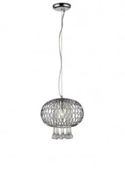 Medium Ceiling Pendant 1 Light Polished Chrome, Clear Glass
