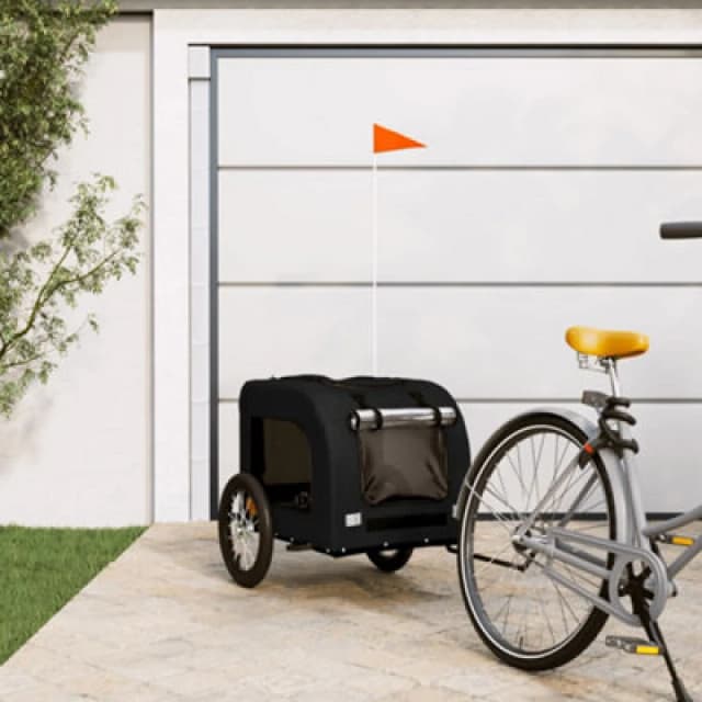 VIDAXL Pet Bike Trailer Black Oxford Fabric and Iron vidaXL 93835