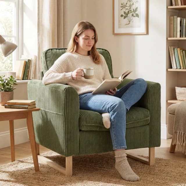 HOMCOM Armchair with Metal Legs & Spring Dark Green Dark Green Unisex Armchair