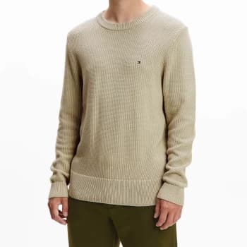 Tommy Hilfiger Mens Exaggerated Structure Crewneck Jumper - Desert Tan - L
