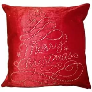 Sparkling Merry Christmas Red Cushion Cover 18 x 18 - Red