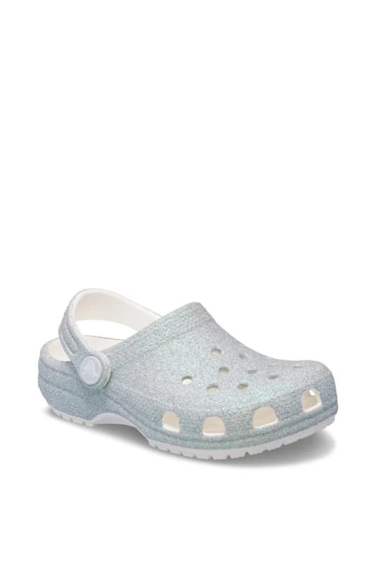 Crocs Classic Glitter Clog in White Size: 3 White Unisex 3