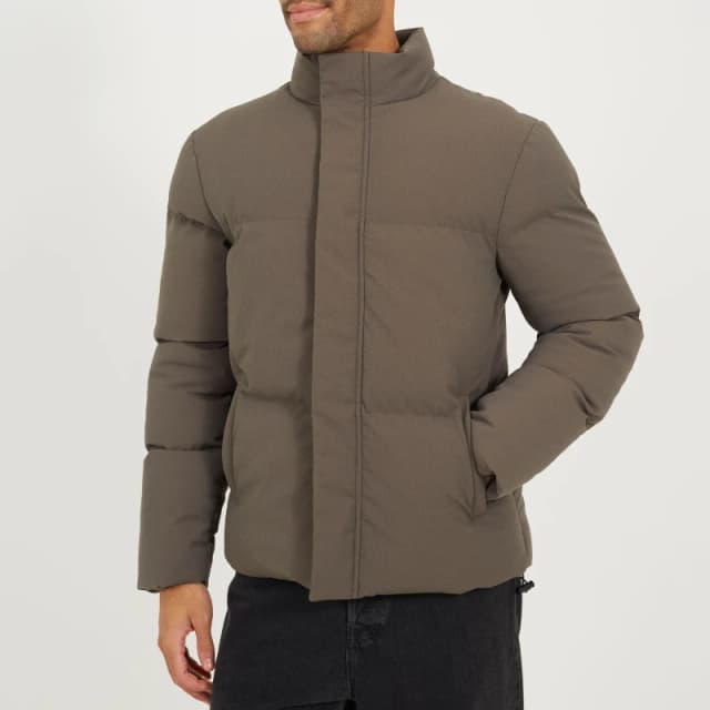 Brave Soul Brave Soul Men Funnel Neck Padded Jacket in Taupe Size: Small Taupe S Male 5063487241118