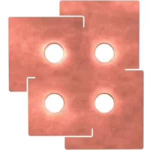 SQUARE ceiling light white, 4 bulbs, copper leaf shade