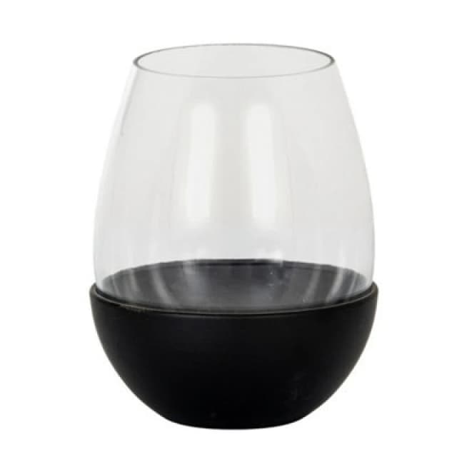 Hill Interiors Neris Large Candle Holder With Glass Goblet - L14 X W14 X H18cm - Black