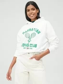 Tommy Jeans Relaxed Tennis Club Hoodie - White Size M Women