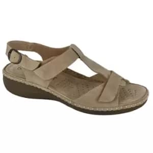 Boulevard Womens/Ladies Buckle Leather Lined Sandals (3 UK) (Dark Beige)