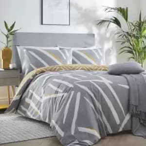 Drift Forward Stryke Contemporary Print Reversible Eco-Friendly Duvet Cover Set, Grey, Double