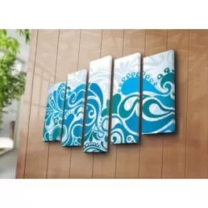 5PATK-145 Multicolor Decorative Canvas Painting (5 Pieces)
