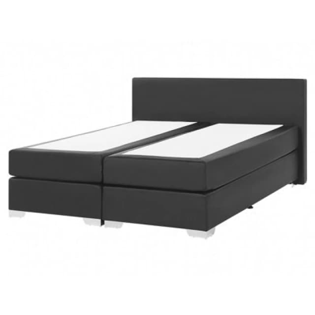 Beliani Divan Bed Faux Leather President 160 X 200 Cm (Eu King Size) Black