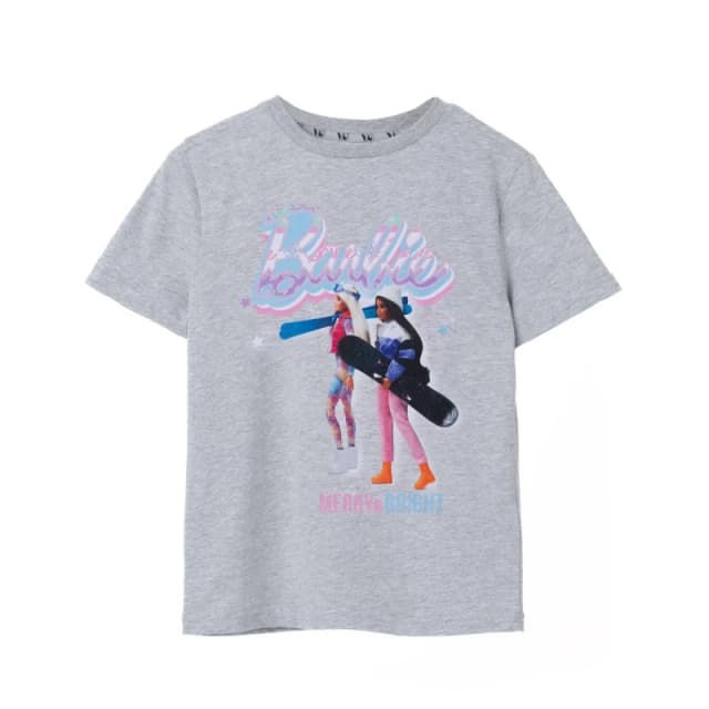(13-14 Years) Barbie Short Sleeved T-Shirt (Girls Grey)