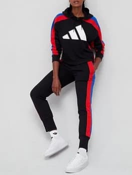 adidas Big Logo Tracksuit - Black/Red Size M Women