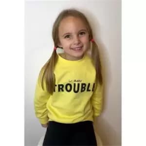 I Saw It First Lemon I Am Trouble Girls Slogan Sweatshirt - Yellow