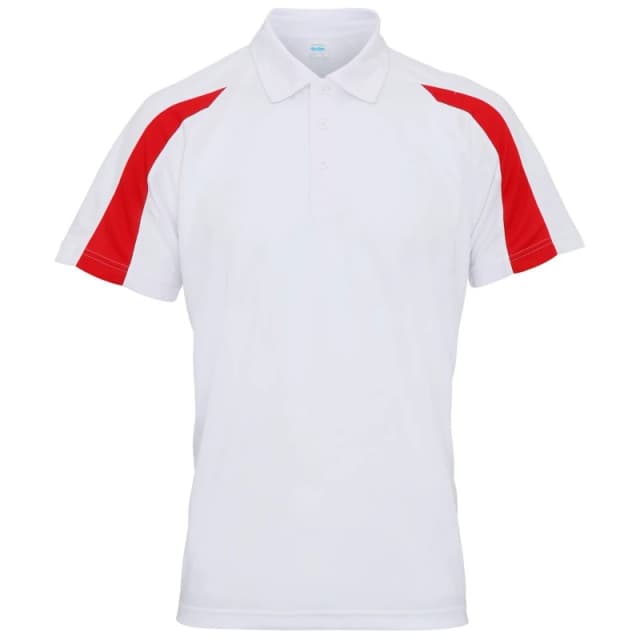AWDis AWDis Men Just Cool Short Sleeve Contrast Panel Polo Shirt in White Size: Small White S Male 5054171832200