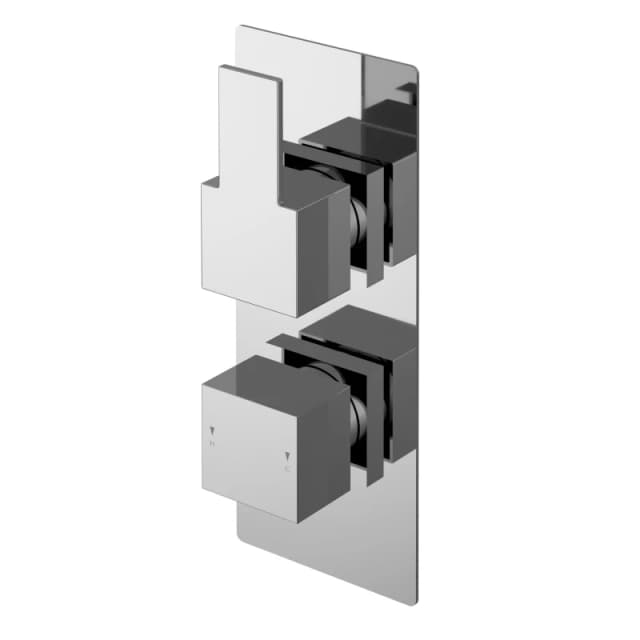 Balterley Modern Twin Concealed Thermostatic Shower Valve Lever Handle Chrome Silver