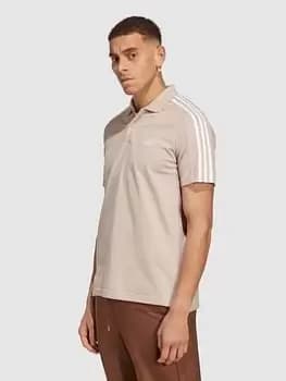 adidas Sportswear Essentials Piqué Embroidered Small Logo 3-Stripes Polo Shirt - Beige, Beige, Size 2XL, Men