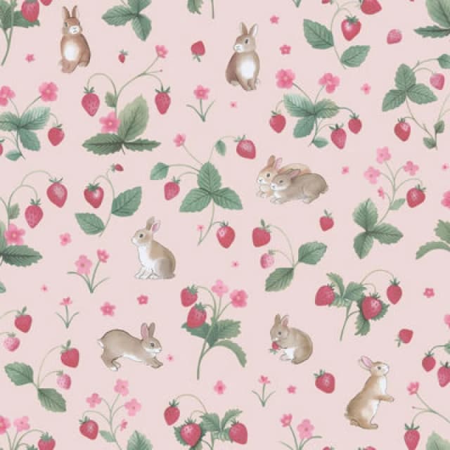 Holden Decor Bunnies & Berries Pink Children's Wallpaper, Pink 14141