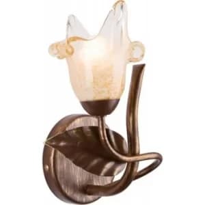 Ania Wall Light With Glass Shade Brown, 1x E14