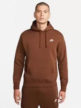 Nike Nsw Club Fleece Hoody, Cacao Wow/Cacao Wow/White, Male, Hoodies, BV2654-259