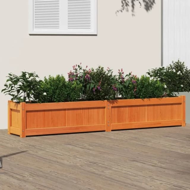 vidaXL Garden Planter Wax Brown 180x31x31cm Solid Wood Pine, Brown 837498