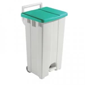 Slingsby Grey 90 Litre Plastic Pedal Bin With Green Lid 357005