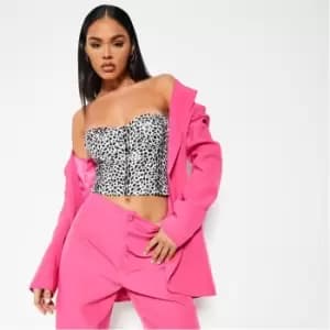 I Saw It First Animal Print Faux Leather Bandeau Corset Top - Black