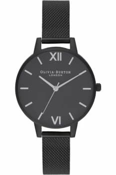 Olivia Burton Silver & Matte Black Mesh