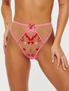 Ann Summers Knickers Cross My Heart High Waisted Brazilian - Bright Pink, Bright Pink, Size 12, Women