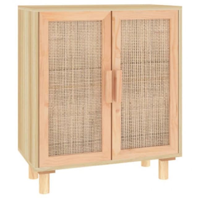 Vidaxl Sideboard Brown 60X30X70 Cm Solid Wood Pine And Natural Rattan, Brown 345632