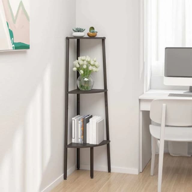 Vidaxl 3-tier Corner Shelf Black 45.5X31.5X120 Cm, Black 336390
