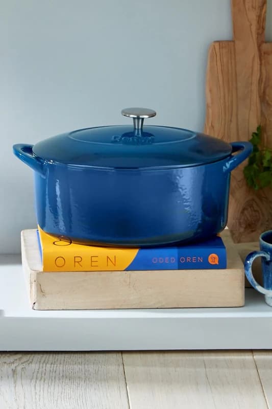 Denby Cast Iron 28cm Oval Casserole Bright Blue