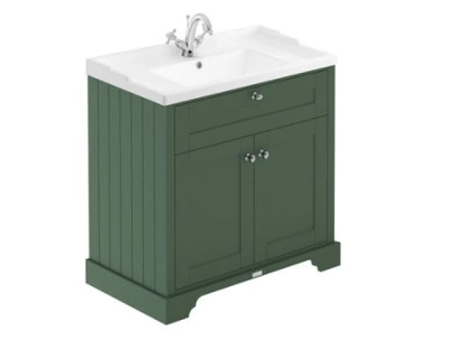 Old London Floor Standing Vanity Unit With Ceramic Basin, Traditional 2-Door Bathroom Vanity Unit With Soft Close