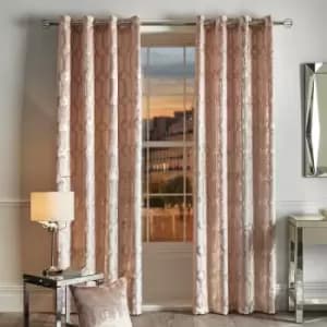 Home Claudette Velvet Foil Print Eyelet Lined Curtains, Blush, 46 x 54" - By Caprice