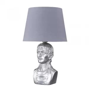 Silver Character Bust Table Lamp with Grey Aspen Shade