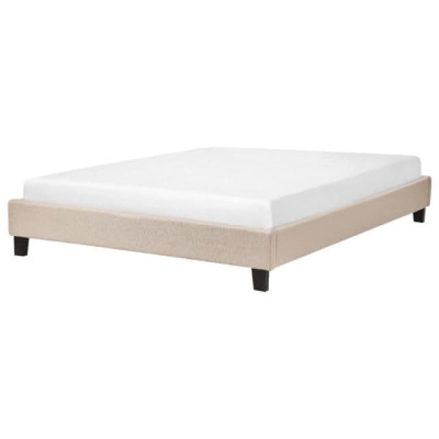 Beliani Bed Without Headboard Fabric Roanne 140 X 200 Cm (Eu Double) Beige