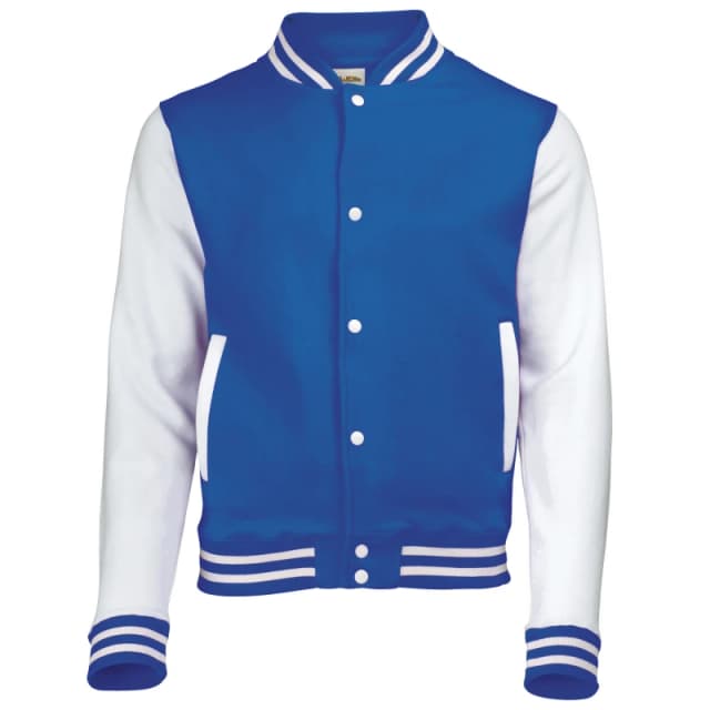 AWDis Varsity Jacket in Mid Blue Size: 12-13 Years Mid Blue Unisex 12-13 Years