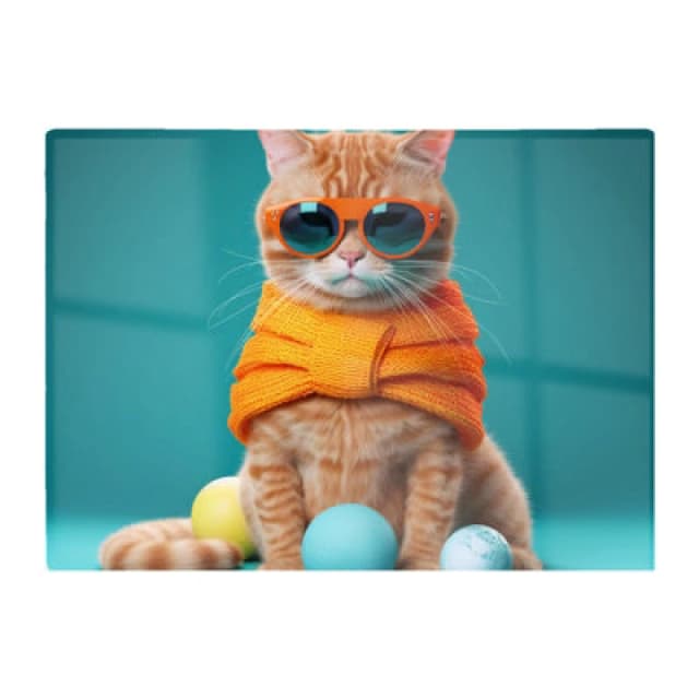 Warren Reed Designer Cat In Glasses With Balls Of Wool Chopping Board