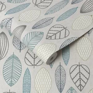 Graham & Brown Superfresco Easy Scandi Leaf Wallpaper - Blue