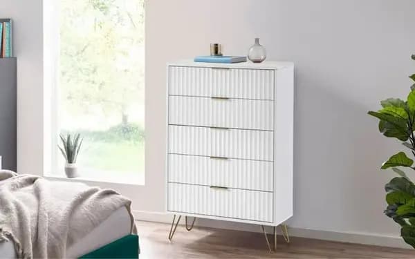 Julian Bowen Murano Matte White 5 Drawer Chest of Drawers