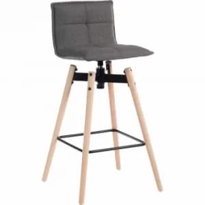 Teknik Office Spin Barstool Grey with Wooden Legs, Light Oak