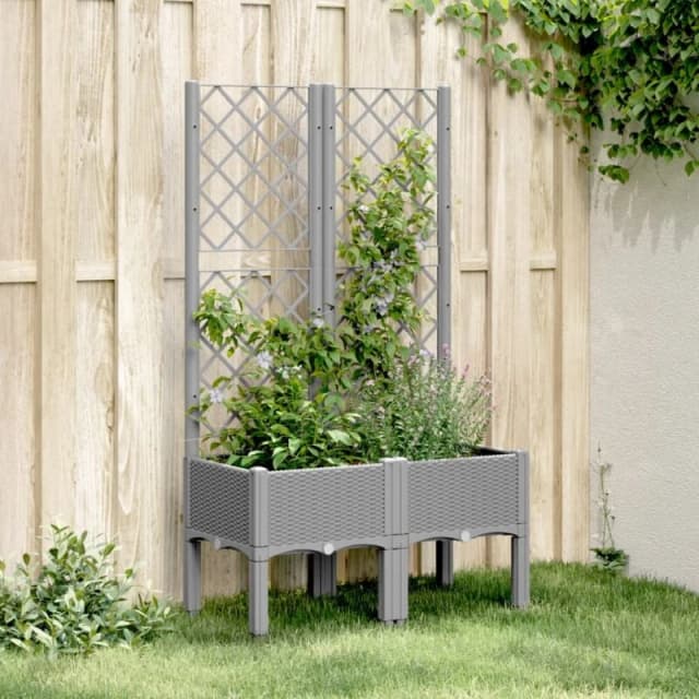 VIDAXL Garden Planter with Trellis Light Grey 80x40x142cm pp Vidaxl 8721012411296