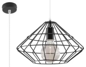 Umberto 1 Light Caged Ceiling Pendant Black, E27