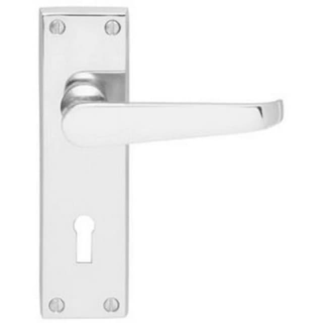 Loops Victorian Flat Lever on Lock Backplate Handle 150 x 42mm Polished Chrome Multi