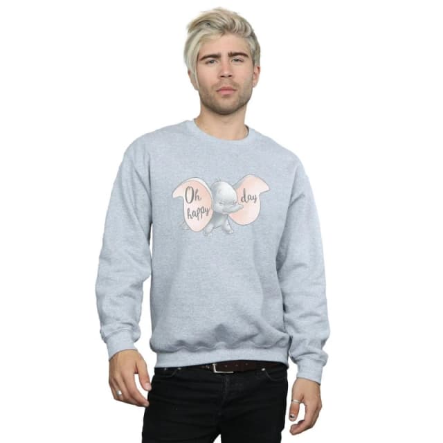 Disney Men Dumbo Happy Day Sweatshirt in Grey Size: Small Grey S Male 5057955958103