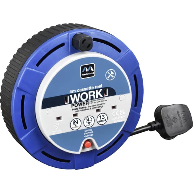 Masterplug Masterplug 4m 2 Socket Cassette Cable Reel 13A Blue unisex 4M