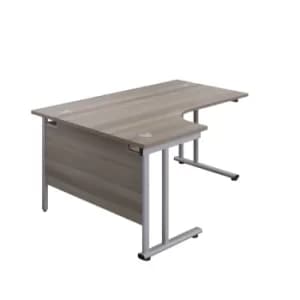 1600 X 1200 Twin Upright Left Hand Radial Desk Grey Oak-Silver