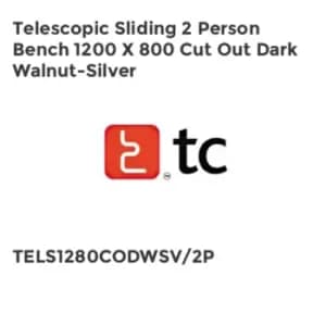 TC Group Telescopic Sliding 2 Person Bench 1200 x 800 Cut Out Dark Walnut-Silver