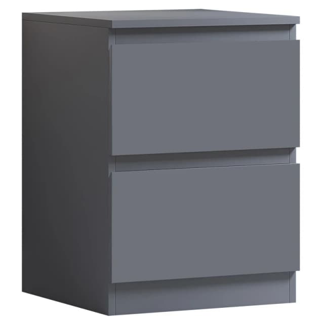 FWStyle FWStyle Dark Grey 2 Drawer Bedside Table Scratch Resistant Grey One Size Unisex 5056413123381