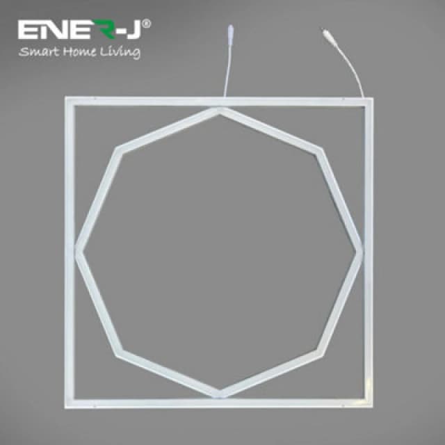 Ener-J 60X60Cm LED Frame Panel Light With Hexagon Inner Lights - 40W, Cool White (6500K)