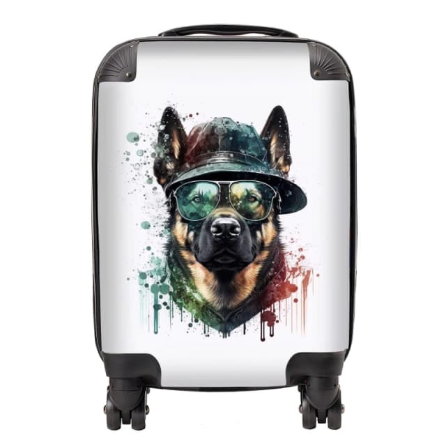 Warren Reed - Designer German Shepherd Splashart Suitcase Size: Large Multicolor Unisex Large